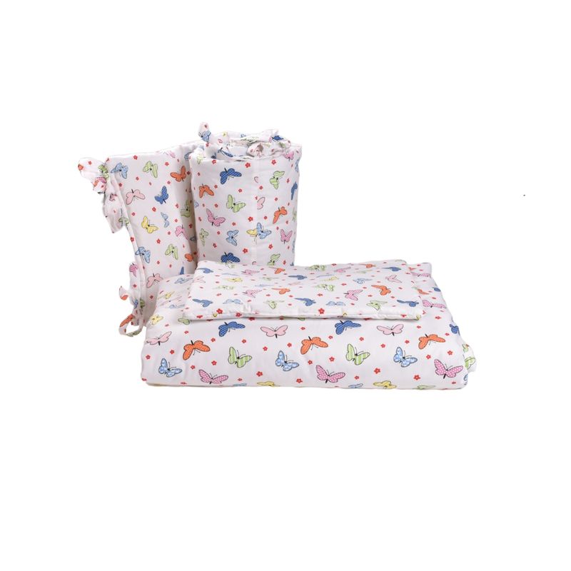 Casa si Gradina - Textile si covoare - Lenjerii de pat - Lenjerii copii - Lenjerie 6 piese patut 120x60 cm bumbac 100% model Fluturasi - Infinity.ro