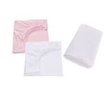 Casa si Gradina - Textile si covoare - Lenjerii de pat - Lenjerii copii - Set 2 cearsafuri patut 90x50 cm bumbac 100% alb roz+ Protectie impermeabila - Infinity.ro