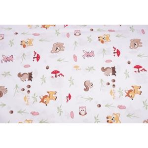 Set complet 7 piese lenjerie si aparatori patut 120x60 cm bumbac 100% model animalute si ciuperci
