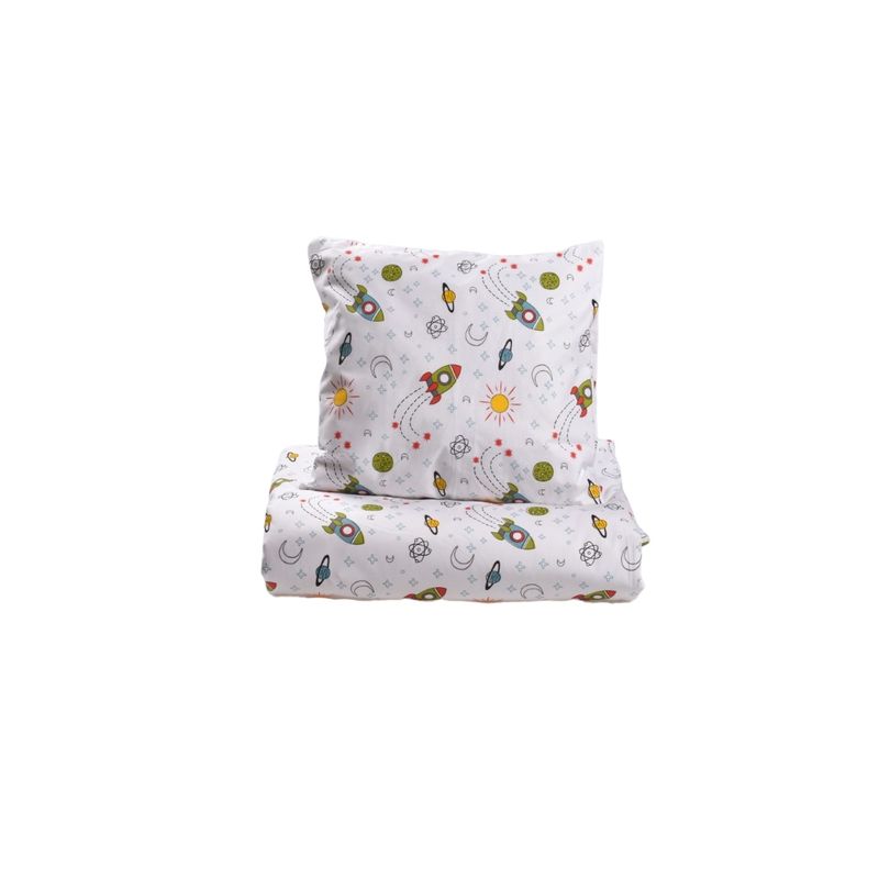 Casa si Gradina - Textile si covoare - Lenjerii de pat - Lenjerii copii - Lenjerie 3 piese model Rachete + Protectie impermeabila patut 120x60 cm - Infinity.ro