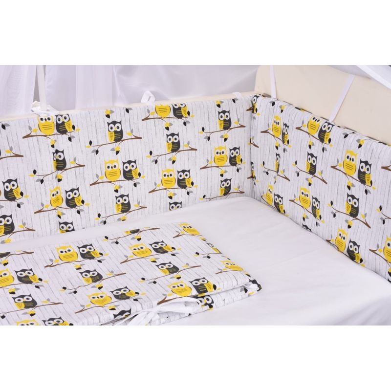 Casa si Gradina - Textile si covoare - Lenjerii de pat - Lenjerii copii - Set complet aparatori patut 120x60 cm model bufnite - Infinity.ro
