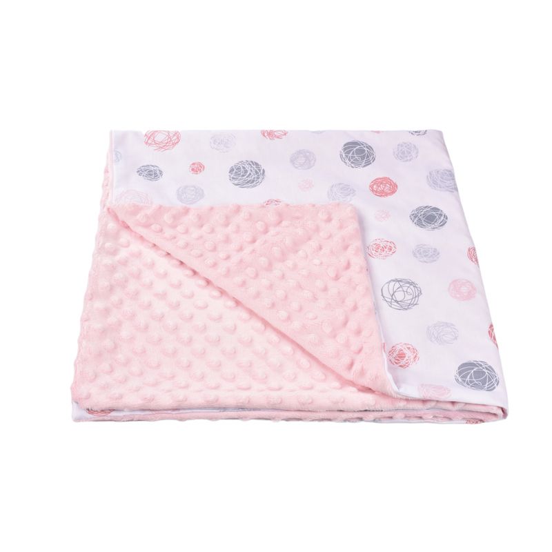 Casa si Gradina - Textile si covoare - Pături și cuverturi - Paturici copii - Paturica model ghemotoace si plus minky roz pal 80x80 cm - Infinity.ro