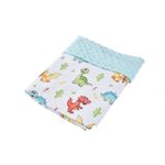 Casa si Gradina - Textile si covoare - Pături și cuverturi - Paturici copii - Paturica model dinozauri si plus minky bleu 80x80 cm - Infinity.ro