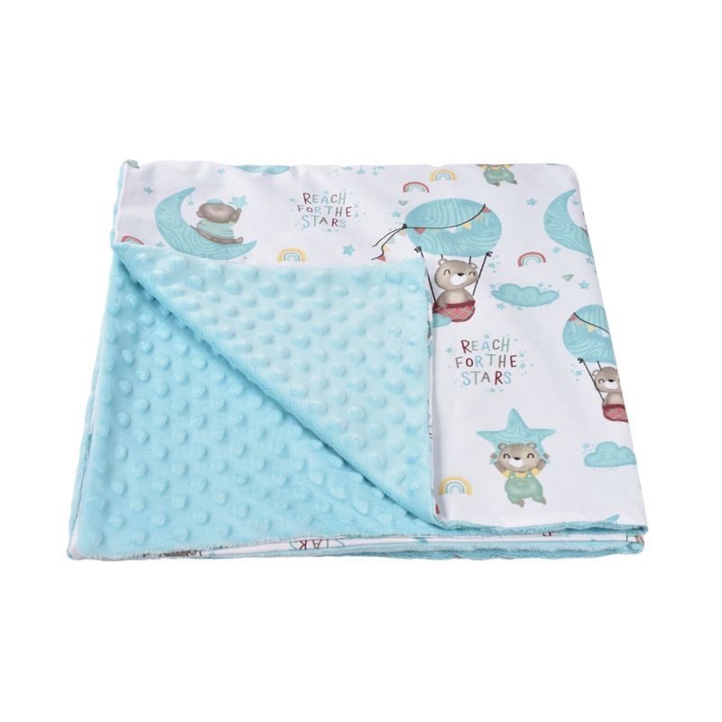 Casa si Gradina - Textile si covoare - Pături și cuverturi - Paturici copii - Paturica model ursuleti si plus minky bleu 80x80 cm - Infinity.ro
