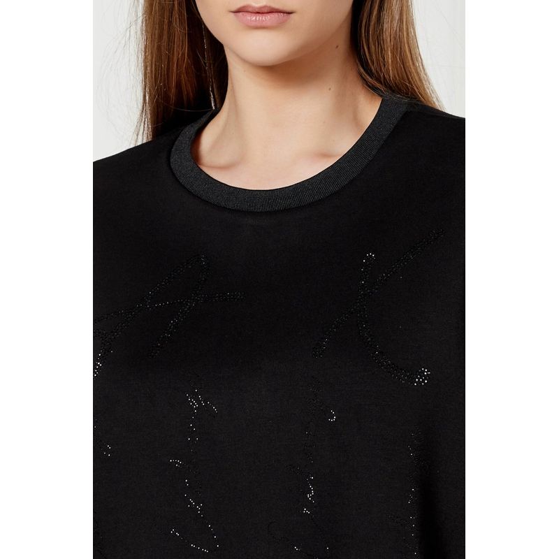 Fashion, accesorii si bijuterii - Femei - Imbracaminte femei - Camasi si bluze femei - Bluza dama Armani Exchange 6DYM83  L INTL, Negru - Infinity.ro