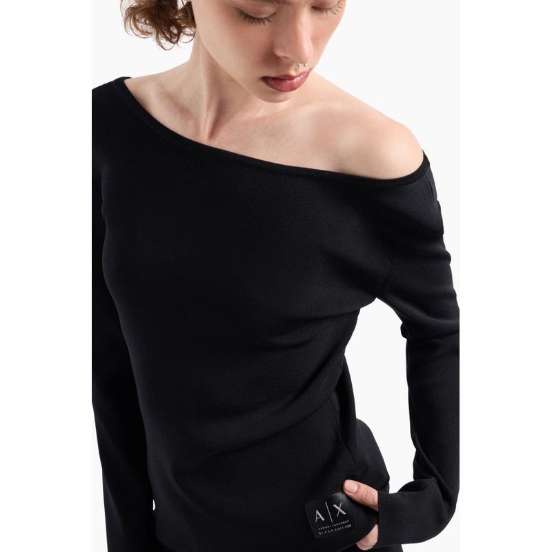 Fashion, accesorii si bijuterii - Femei - Imbracaminte femei - Camasi si bluze femei - Bluza dama Armani Exchange XW000047  L INTL, Negru - Infinity.ro