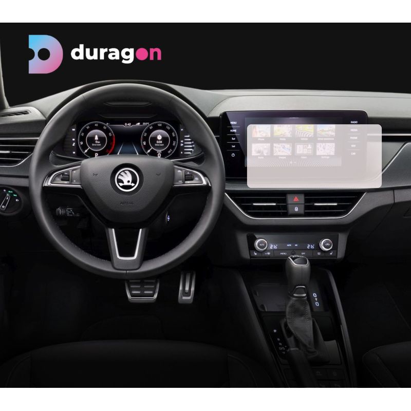 Auto si Moto - Piese auto si accesorii - Interior auto - Bord si accesorii - Folie protectie navigatie si ceasuri de bord Skoda Kamiq 2023+, Duragon, silicon mat, Kit instalare - Infinity.ro