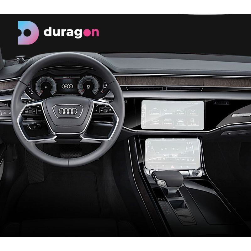 Auto si Moto - Piese auto si accesorii - Interior auto - Bord si accesorii - Folie protectie navigatie si AC, Audi A8 2017+, Duragon, protectie display, silicon transparent, kit instalare - Infinity.ro