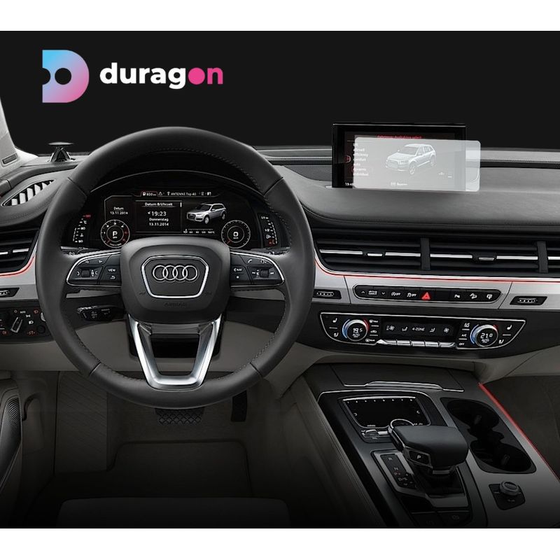 Auto si Moto - Piese auto si accesorii - Interior auto - Bord si accesorii - Folie protectie navigatie Audi Q7 2015-2019, Duragon, protectie display, silicon transparent, kit instalare - Infinity.ro