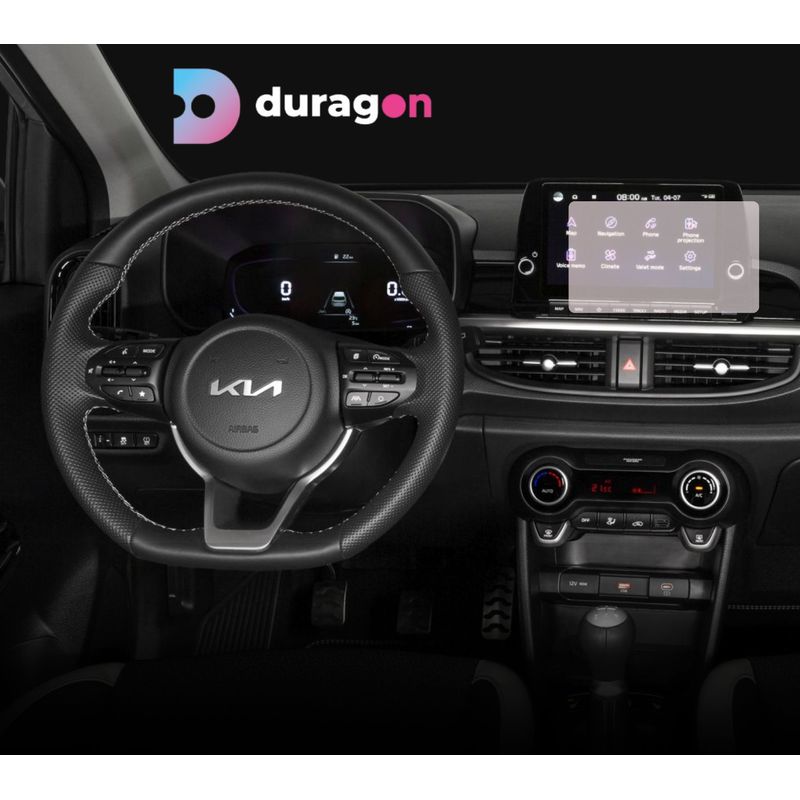 Auto si Moto - Piese auto si accesorii - Interior auto - Bord si accesorii - Folie protectie navigatie Kia Picanto 2023+, Duragon, protectie display, silicon transparent, kit instalare - Infinity.ro