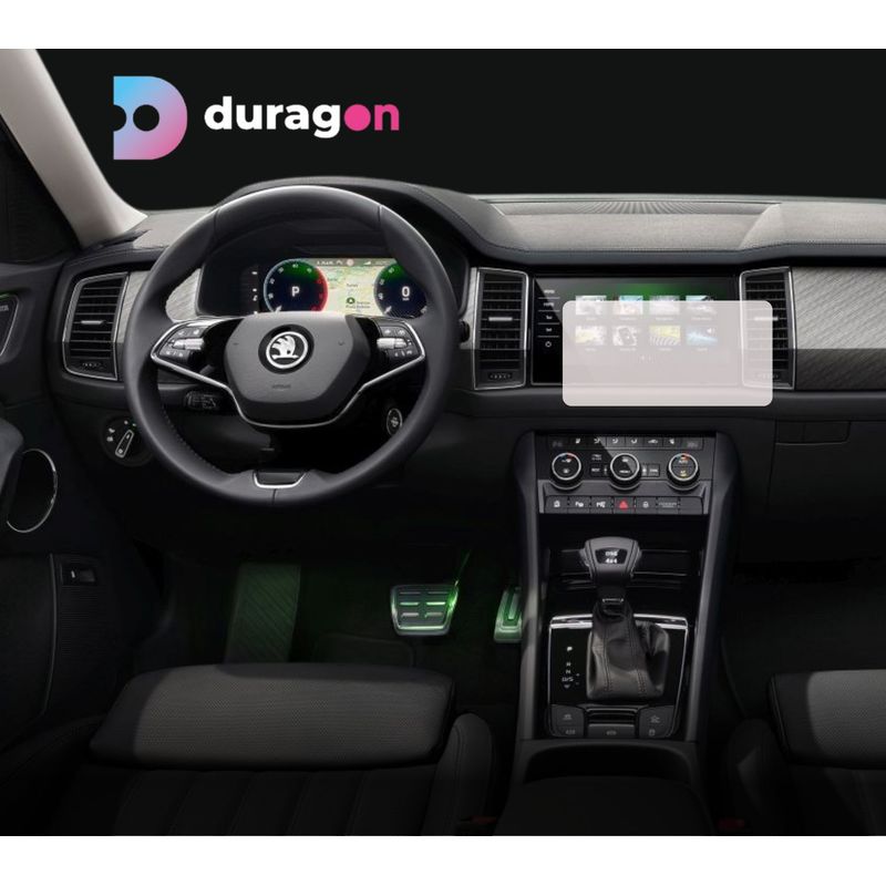 Auto si Moto/Piese auto si accesorii/Interior auto/Bord si accesorii - Folie protectie navigatie Skoda Kodiaq 2016-2021, Duragon, protectie display, silicon transparent, kit instalare - Infinity.ro