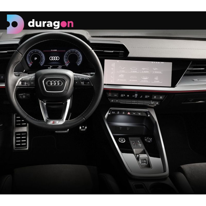 Auto si Moto - Piese auto si accesorii - Interior auto - Bord si accesorii - Folie protectie navigatie Audi A3 Sedan 2020-2024, Duragon, protectie display, silicon transparent, kit instalare - Infinity.ro