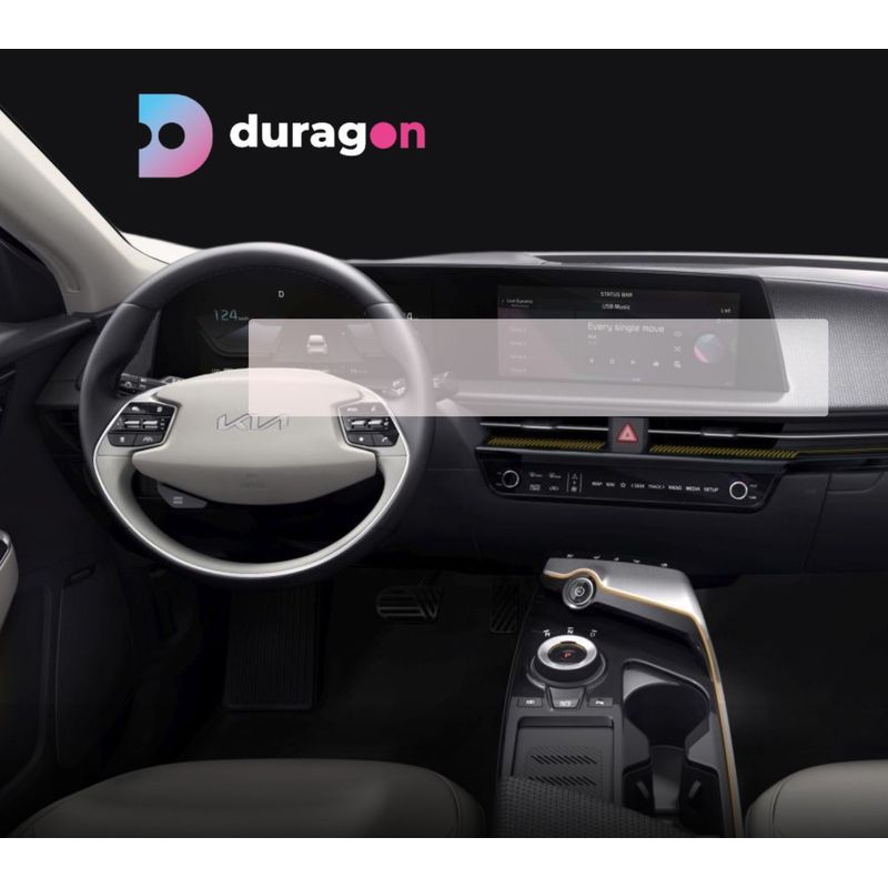 Auto si Moto - Piese auto si accesorii - Interior auto - Bord si accesorii - Folie protectie navigatie Kia EV6 2021+, Duragon, protectie display , silicon transparent, kit instalare - Infinity.ro