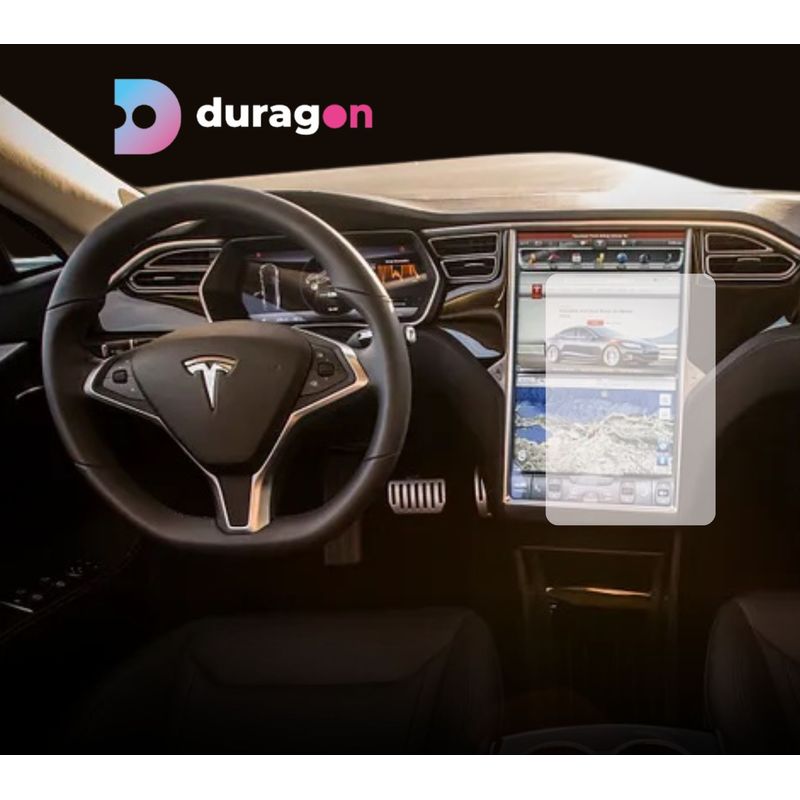 Auto si Moto - Piese auto si accesorii - Interior auto - Bord si accesorii - Folie protectie navigatie Tesla Model X 2015-2021, Duragon, protectie display, silicon transparent, kit instalare - Infinity.ro