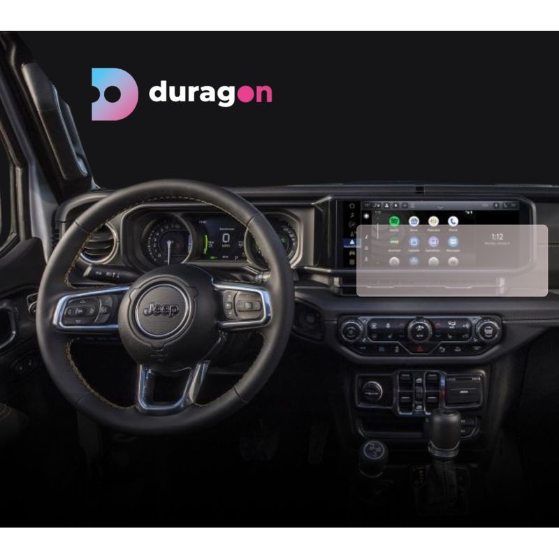 Auto si Moto - Piese auto si accesorii - Interior auto - Bord si accesorii - Folie protectie navigatie Jeep Wrangler 4xe 2023+, Duragon, protectie display, silicon mat, anti-amprenta, kit instalare - Infinity.ro
