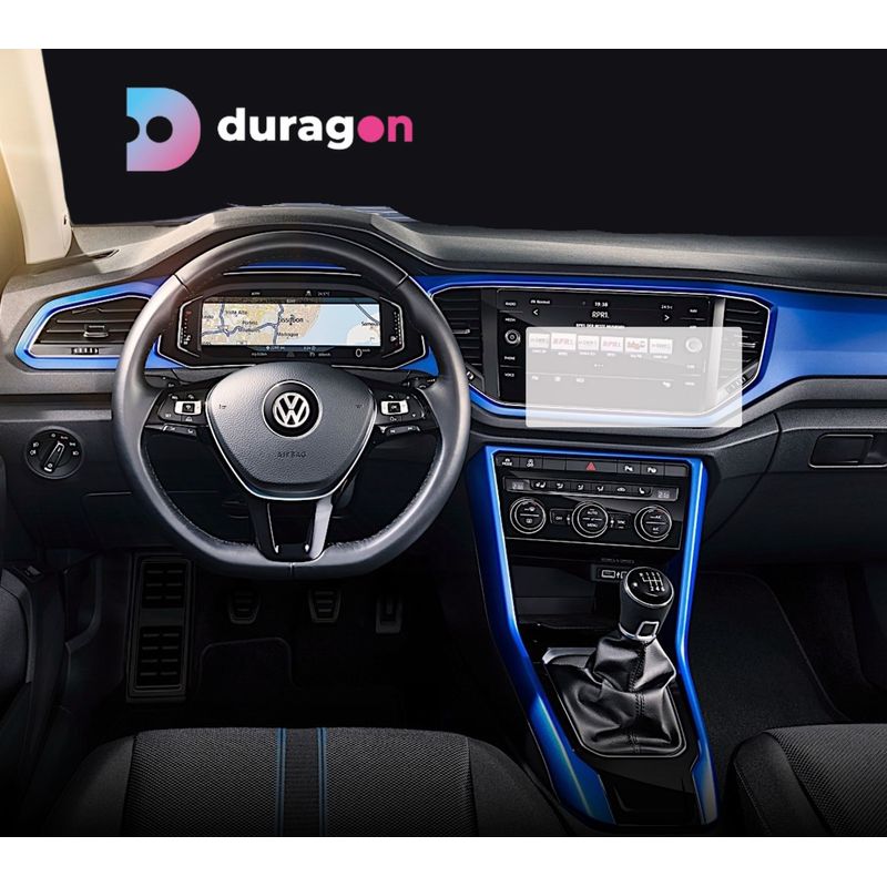 Auto si Moto - Piese auto si accesorii - Interior auto - Bord si accesorii - Folie protectie navigatie Volkswagen T-Roc 2017-2021, Duragon, protectie display, silicon mat, kit instalare - Infinity.ro
