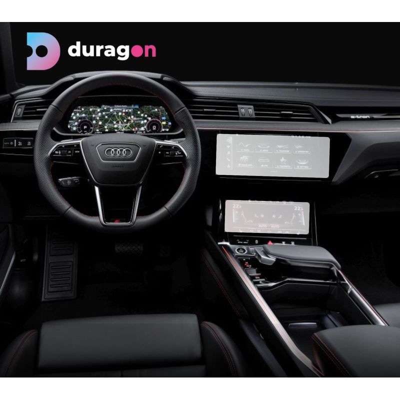 Auto si Moto - Piese auto si accesorii - Interior auto - Bord si accesorii - Folie protectie Audi Q8 e-tron 2022+, Duragon, protectie display si Display AC, silicon transparent, kit instalare - Infinity.ro