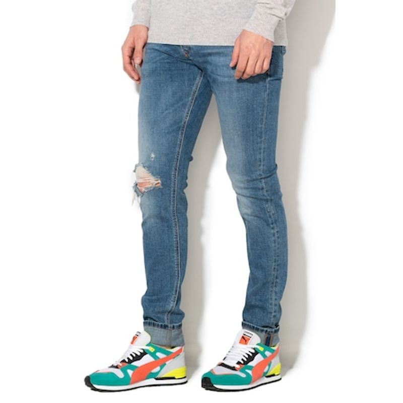 Fashion, accesorii si bijuterii - Barbati - Imbracaminte - Pantaloni barbati - Blugi skinny slim fit Diesel Sleenker 00S7VG-069AI Albastru W36-L32 US - Infinity.ro