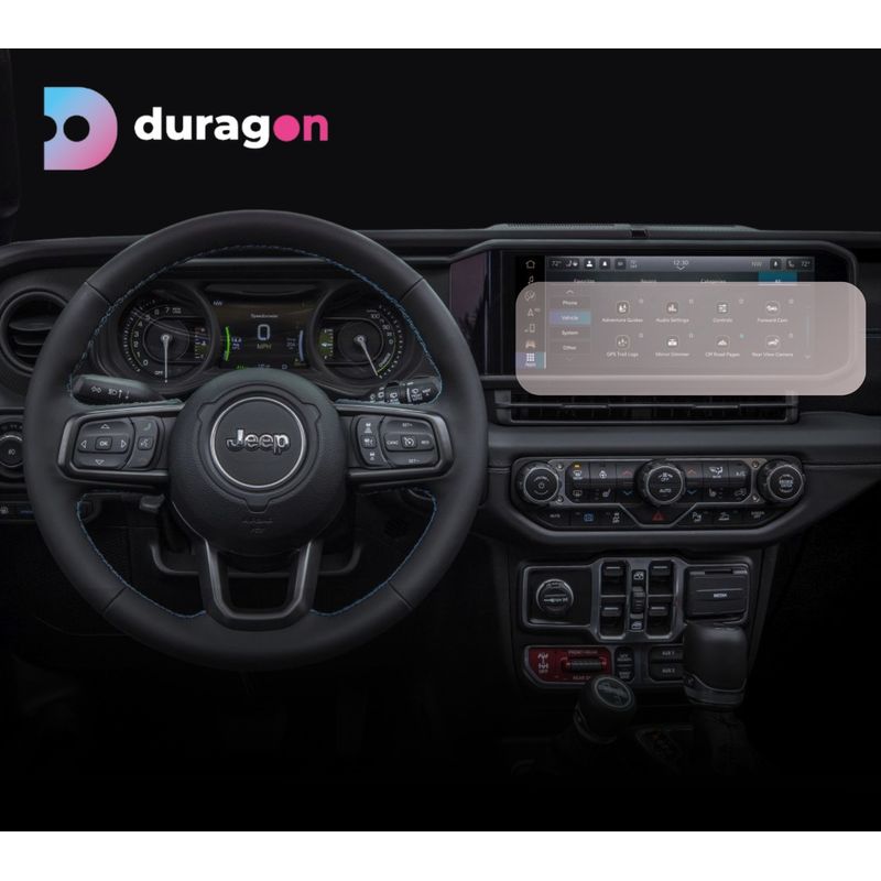 Auto si Moto - Piese auto si accesorii - Interior auto - Bord si accesorii - Folie protectie navigatie Jeep Wrangler Rubicon 392 2023+, Duragon, protectie display, silicon mat, kit instalare - Infinity.ro