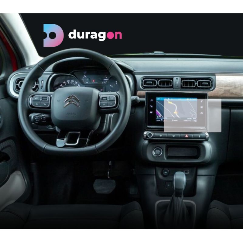 Auto si Moto - Piese auto si accesorii - Interior auto - Bord si accesorii - Folie protectie navigatie Citroen C3 2019+, Duragon, protectie display, silicon mat, anti-amprenta, kit instalare - Infinity.ro