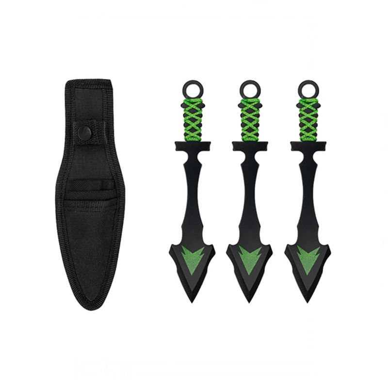 Sport si Outdoor - Camping - Cutite, bricege si accesorii - Cutite si bricege - Set trei cutite de aruncat Darts, 16.5 cm, husa inclusa - Infinity.ro
