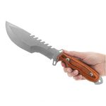 Sport si Outdoor - Camping - Cutite, bricege si accesorii - Cutite si bricege - Cutit de vanatoare zimtat, 32 cm, lemn, maro, teaca inclusa - Infinity.ro