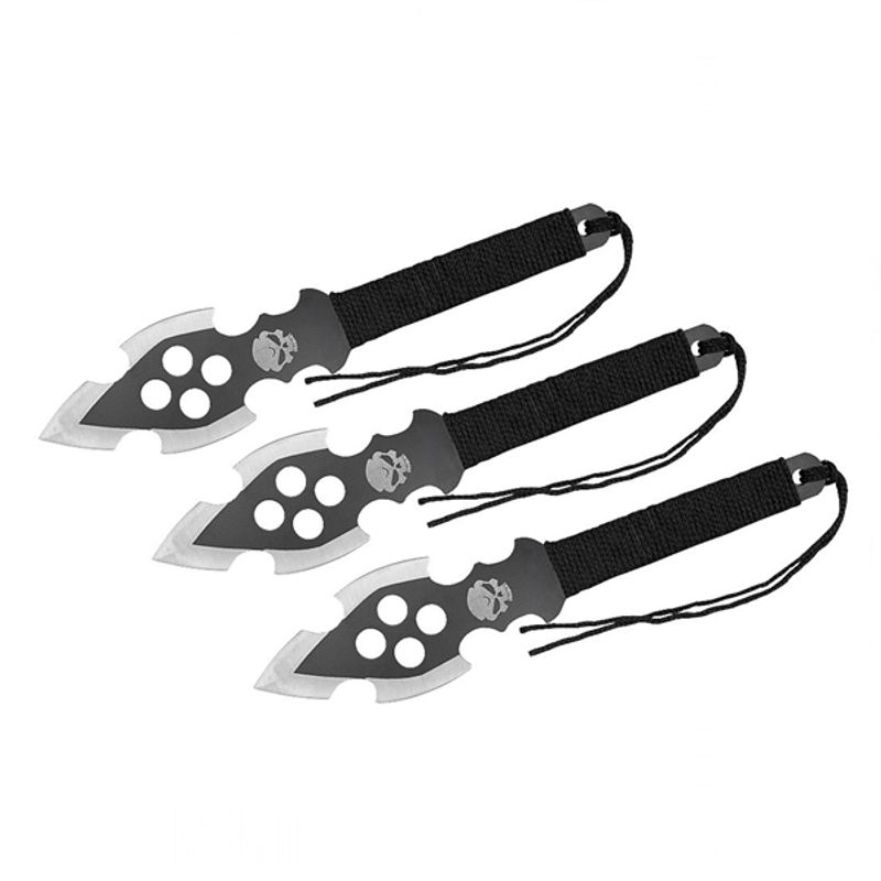 Sport si Outdoor - Camping - Cutite, bricege si accesorii - Cutite si bricege - Set trei cutite de aruncare, Full Tang, 22.5 cm, otel inoxidabil, teaca inclusa - Infinity.ro