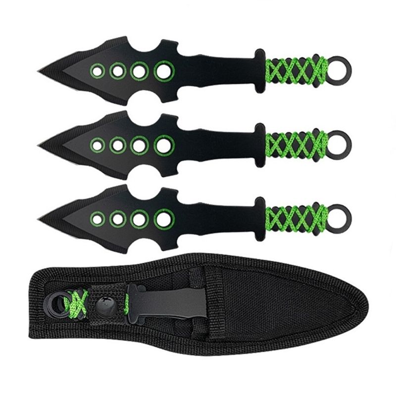 Sport si Outdoor - Camping - Cutite, bricege si accesorii - Cutite si bricege - Set trei cutite de aruncare, 16.5 cm, husa inclusa, otel inoxidabil - Infinity.ro