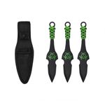 Sport si Outdoor - Camping - Cutite, bricege si accesorii - Cutite si bricege - Set trei cutite de aruncare, verde, 16.5 cm, teaca inclusa - Infinity.ro