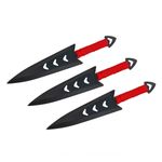 Sport si Outdoor - Camping - Cutite, bricege si accesorii - Cutite si bricege - Set trei cutite de aruncare, teaca inclusa, rosu, 16.5 cm - Infinity.ro