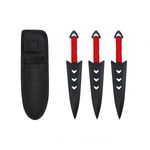 Sport si Outdoor - Camping - Cutite, bricege si accesorii - Cutite si bricege - Set trei cutite de aruncare, teaca inclusa, rosu, 16.5 cm - Infinity.ro