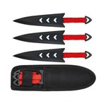 Sport si Outdoor - Camping - Cutite, bricege si accesorii - Cutite si bricege - Set trei cutite de aruncare, teaca inclusa, rosu, 16.5 cm - Infinity.ro