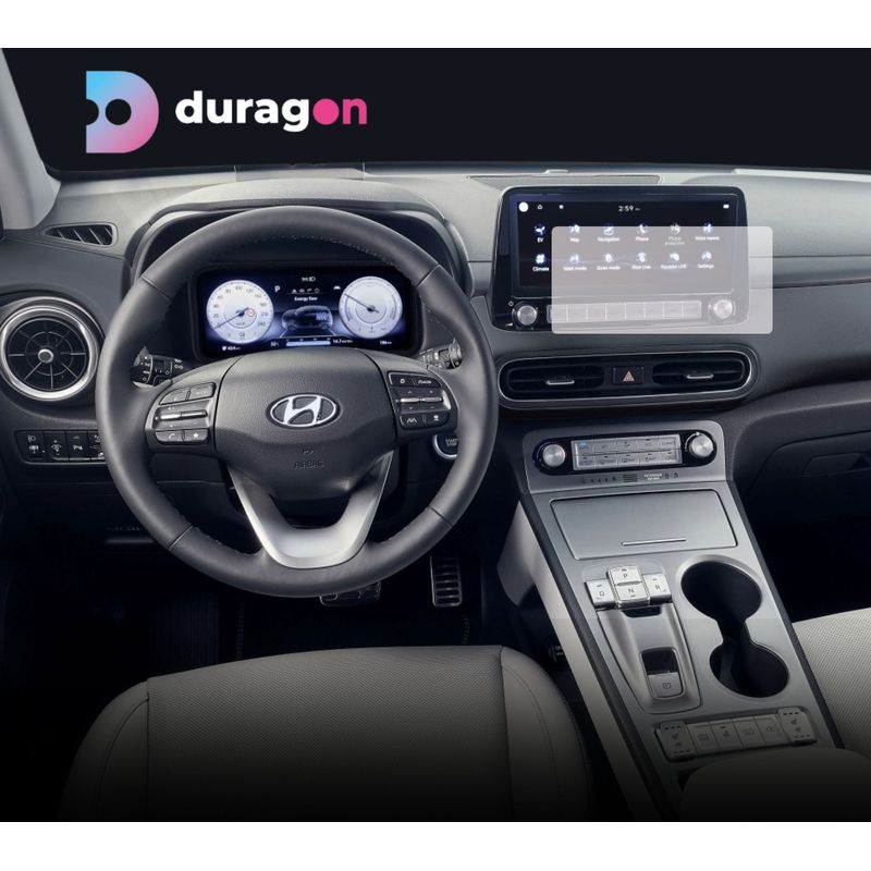 Auto si Moto - Piese auto si accesorii - Interior auto - Bord si accesorii - Folie protectie Hyundai Kona Electric 2020-2021, Duragon, silicon transparent, kit instalare - Infinity.ro