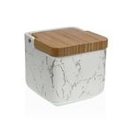 Casa si Gradina - Bucatarie si vesela - Organizare si depozitare bucatarie - Cutii alimentare - Solnita cu capac Versa Ceramica Bambus Otel Dolomite Marmura 11,7 x 11,2 x 11,7 cm - Infinity.ro