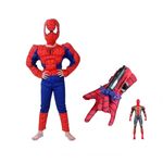 Jucarii, Copii si Bebe - Jucarii si jocuri - Jucarii de rol - Masti si costume copii - Set costum cu muschi, manusa cu ventuze si figurina Spiderman, 3-5 ani - Infinity.ro