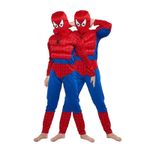Jucarii, Copii si Bebe - Jucarii si jocuri - Jucarii de rol - Masti si costume copii - Set costum cu muschi, manusa cu ventuze si figurina Ultimate Spiderman, 7-9 ani, rosu - Infinity.ro
