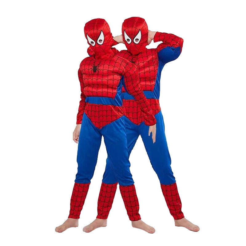 Jucarii, Copii si Bebe - Jucarii si jocuri - Jucarii de rol - Masti si costume copii - Set costum cu muschi, manusa cu ventuze si figurina Ultimate Spiderman, 7-9 ani, rosu - Infinity.ro