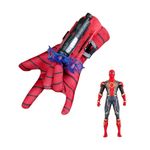Jucarii, Copii si Bebe - Jucarii si jocuri - Jucarii de rol - Masti si costume copii - Set masca din plastic, manusa cu ventuze si figurina SpiderMan, Marime Universala, cu LED - Infinity.ro