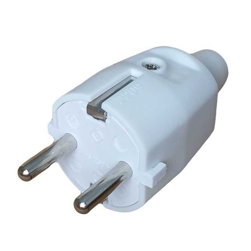 Casa si Gradina/Electrice/Accesorii electrice/Prelungitoare, triple, fise - Stecher Schuko cauciucat alb cu presetupa cauciuc IP20 16A 250V ODO SPN3110 - Infinity.ro