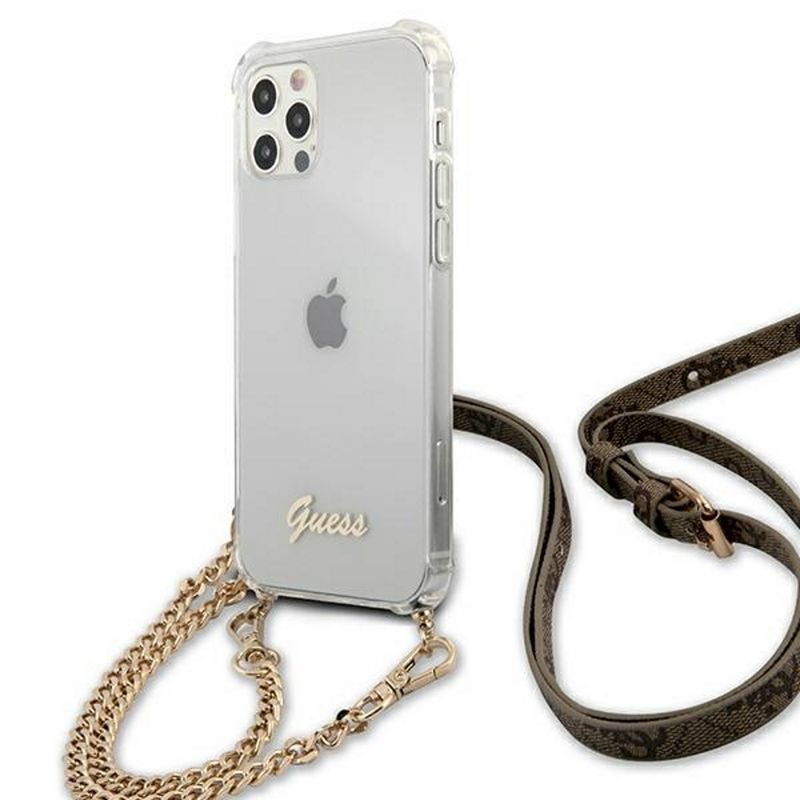 Laptop, Telefoane si Tablete - Telefoane mobile si accesorii - Accesorii Telefoane - Huse telefoane - Husa Guess pentru Iphone 12/12 Pro 6 "1" Guhcp12mkc4gsgo Husa Tare Transparenta 4g Gold Chain - Infinity.ro