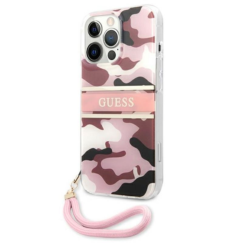 Laptop, Telefoane si Tablete - Telefoane mobile si accesorii - Accesorii Telefoane - Huse telefoane - Husa Guess pentru Iphone 13 Pro/13 6 "1" Guhcp13lkcabpi Husa Tare Roz Camo Strap Collection - Infinity.ro