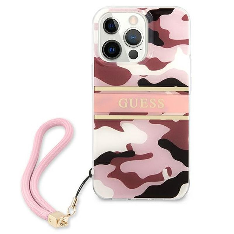 Laptop, Telefoane si Tablete - Telefoane mobile si accesorii - Accesorii Telefoane - Huse telefoane - Husa Guess pentru Iphone 13 Pro/13 6 "1" Guhcp13lkcabpi Husa Tare Roz Camo Strap Collection - Infinity.ro