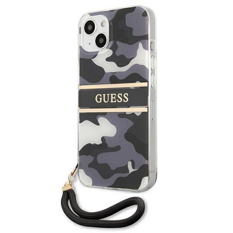Laptop, Telefoane si Tablete - Telefoane mobile si accesorii - Accesorii Telefoane - Huse telefoane - Husa Guess pentru Iphone 13 Pro Max 6.7" Guhcp13xkcabbk Negru Greu Camo Strap Collection - Infinity.ro