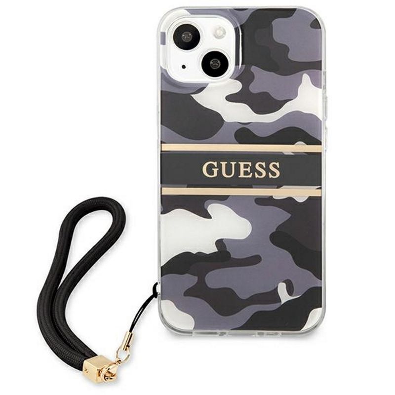 Laptop, Telefoane si Tablete - Telefoane mobile si accesorii - Accesorii Telefoane - Huse telefoane - Husa Guess pentru Iphone 13 Pro Max 6.7" Guhcp13xkcabbk Negru Greu Camo Strap Collection - Infinity.ro