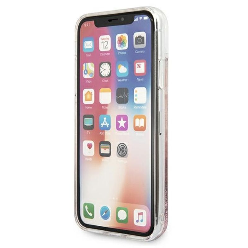 Laptop, Telefoane si Tablete - Telefoane mobile si accesorii - Accesorii Telefoane - Huse telefoane - Husa Karl Lagerfeld pentru Iphone X/xs Klhcpxtrksrg Aur Roz Greu Glitter Signature - Infinity.ro