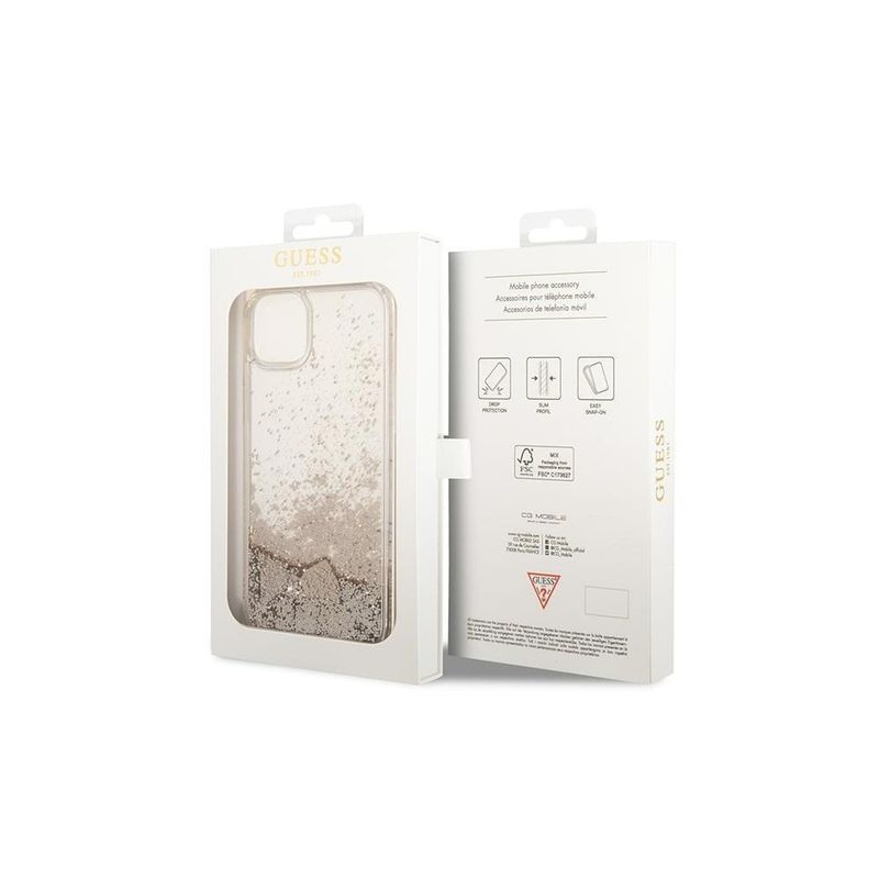 Laptop, Telefoane si Tablete - Telefoane mobile si accesorii - Accesorii Telefoane - Huse telefoane - Husa Guess pentru Iphone 14 Pro Max 6 "7" Guohcp14xglhflgo Aur Hc Liquid Glitter Charms - Infinity.ro