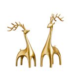 Casa si Gradina - Decoratiuni - Obiecte decorative - Accesorii decorative - Set Decorativ cu 2 Siluete de Cerbi: tata si fiu, 25 respectiv 21cm, auriu - Infinity.ro