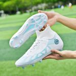 Sport si Outdoor - Echipament Sportiv - Incaltaminte sport - Pantofi sport - Ghete de fotbal MBrands, 8.2 cu glezna, crampoane, culoarea alb 35 - Infinity.ro