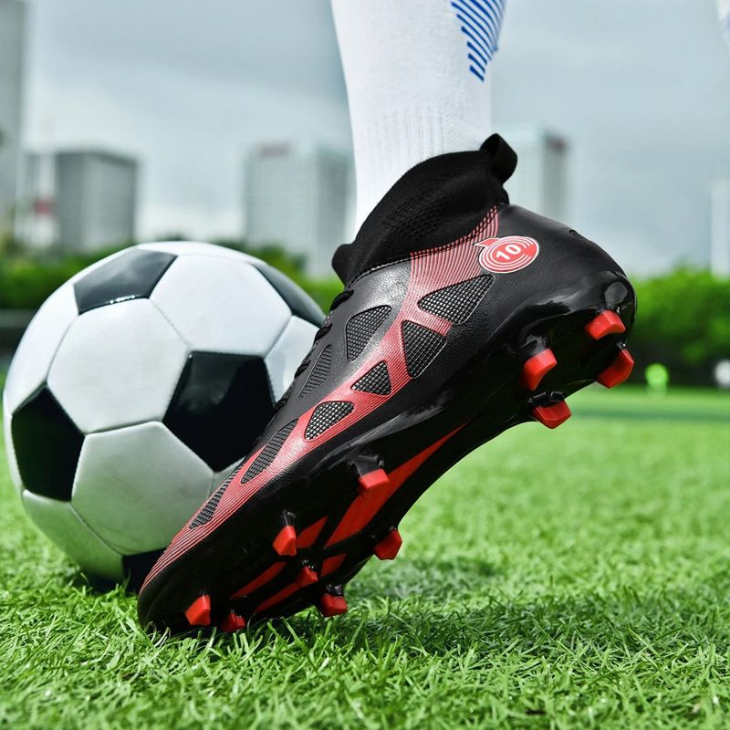 Sport si Outdoor - Echipament Sportiv - Incaltaminte sport - Pantofi sport - Ghete de fotbal MBrands, 8.2 cu glezna, crampoane, culoare negru 40 - Infinity.ro