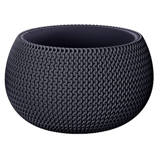 Ghiveci decorativ de flori, rotund, antracit, 23.9x16.1 cm